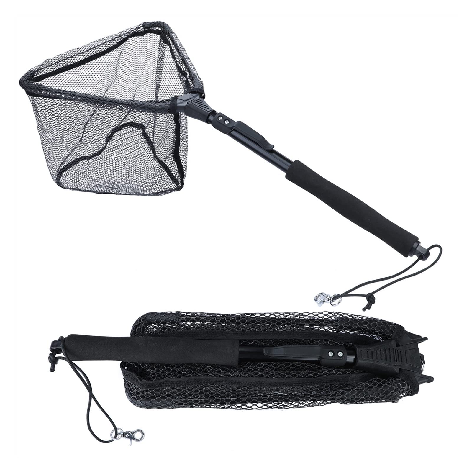 sieci rybackie 65-112cm składana siatka wędkarska teleskopowa podbierak wędkarski (Color : Black 1section 65cm)