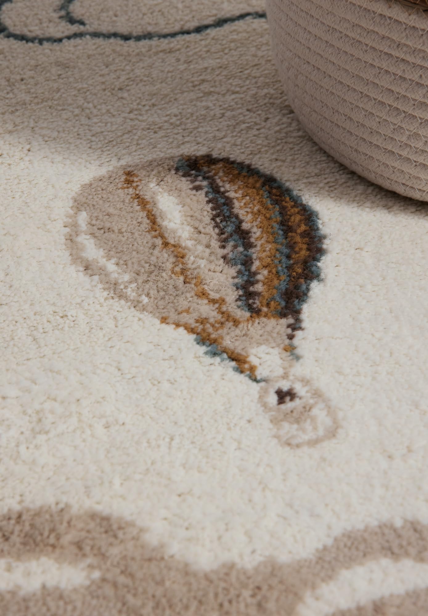 Hanse Home Adventures Alfombra Infantil, Globo aerostático, en Colores Pastel, Moderna, para Gatear, para habitación de los niños, habitación Juvenil, salón, Crema Multicolor, 120 x 170 cm