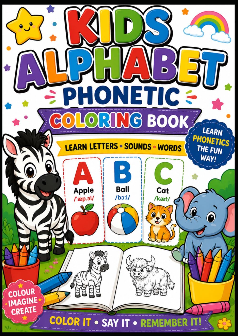 A to Z Alphabet Phonics Coloring Book: Learn Letter Sounds Through Fun Coloring