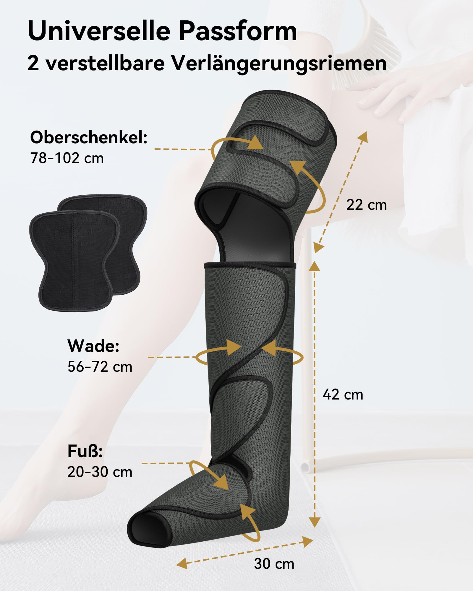 FIT KING Beinmassagegerät Manschetten für Beine, Oberschenkel & Füße Kompressionsstiefel Massage für die Beinmuskulatur ideal bei langem Stehen im Beruf, zum Lösen von Verspannungen