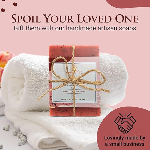 Miniatura 7 de French Pomegranate Exfoliating Soap, Bar Soap with Poppy Seeds & Shea Butter, All-Natural Base Oils, Body Soap Bars with 6 Natural Base Oils, 4.7