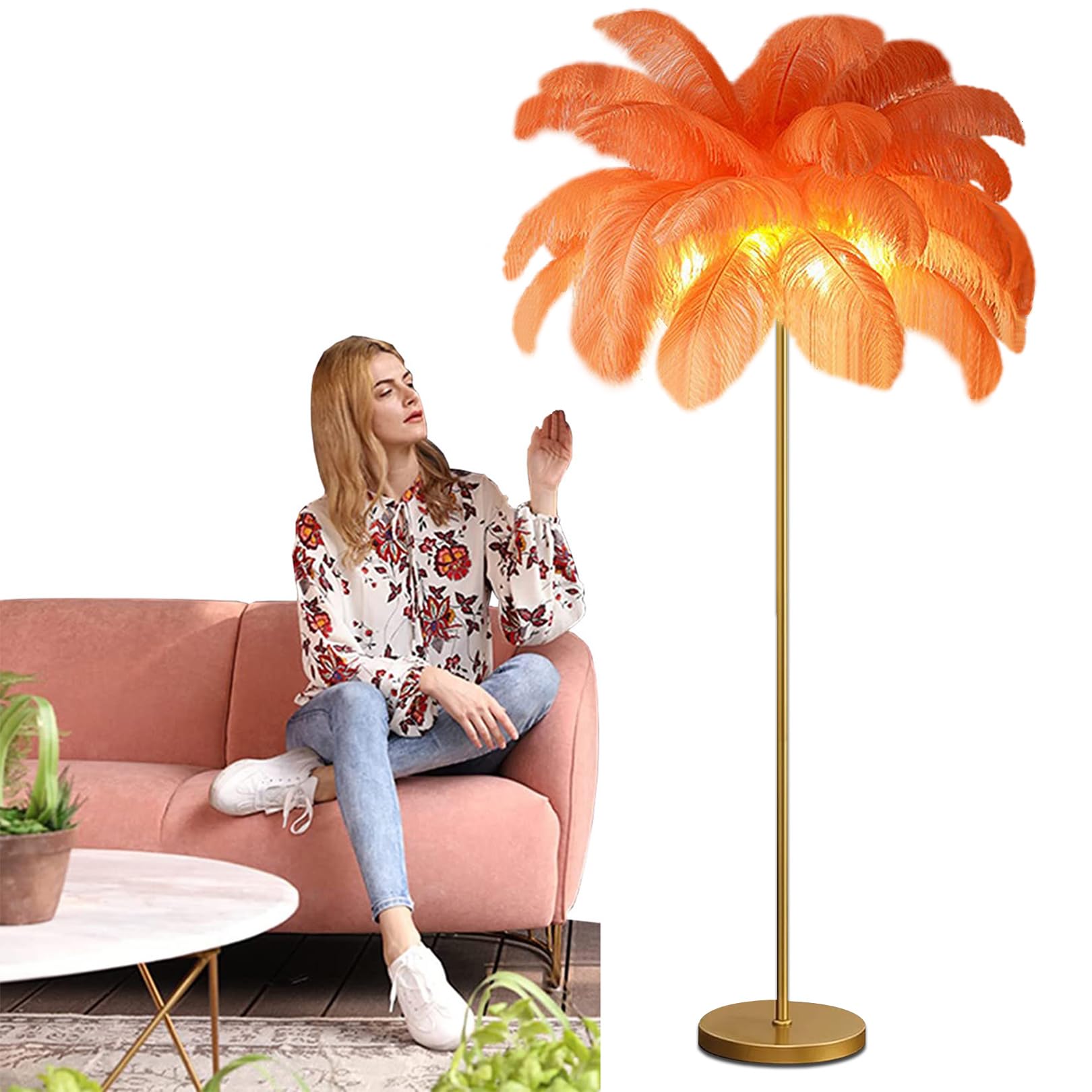 Lampadaire en plumes d'autruche moderne, lampe sur pied G6 salon et chambre