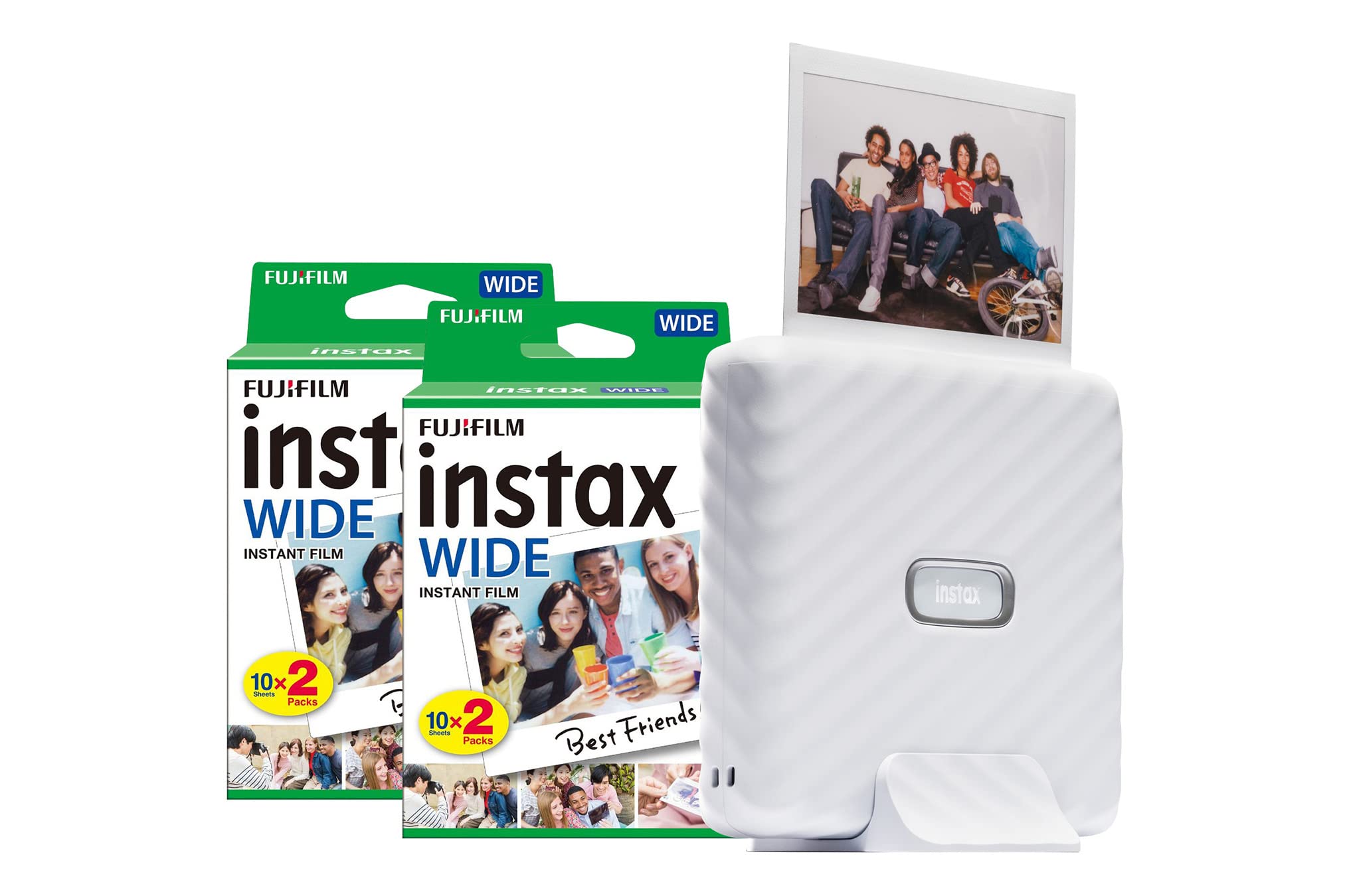 Fujifilm White Instax Link Wide Printer & 40 Shots - Ash