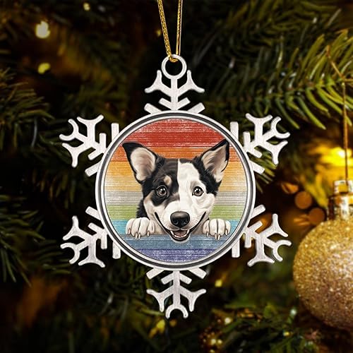 Miniatura 8 de CowkissSign Russian Toy Christmas Tree Ornament - Christmas Snowflake Ornament - Russian Toy Cute Funny Peeking Dog Puppy Christmas Snowflake Metal