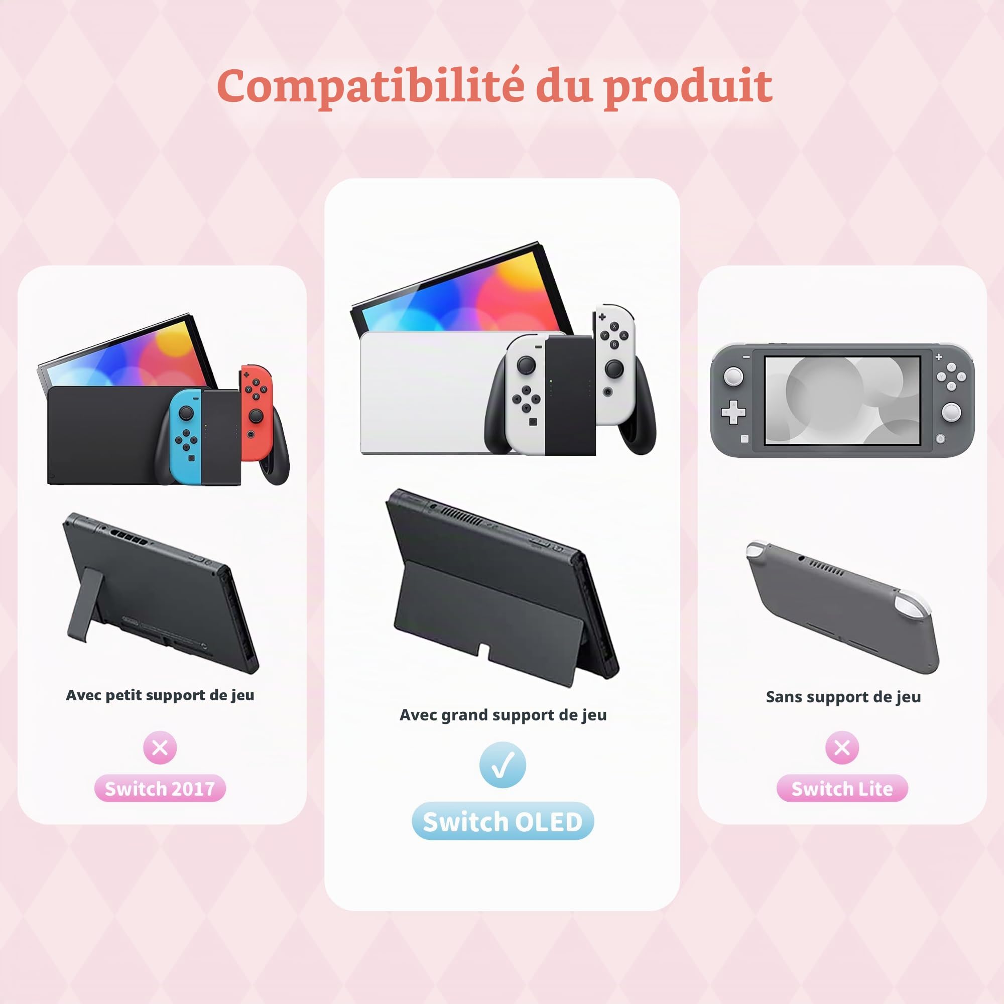 Kuitmor Coque de protection en peluche pour Switch OLED, coque fine en polycarbonate rigide Kawaii compatible avec console Switch OLED et Joy Con - HLK