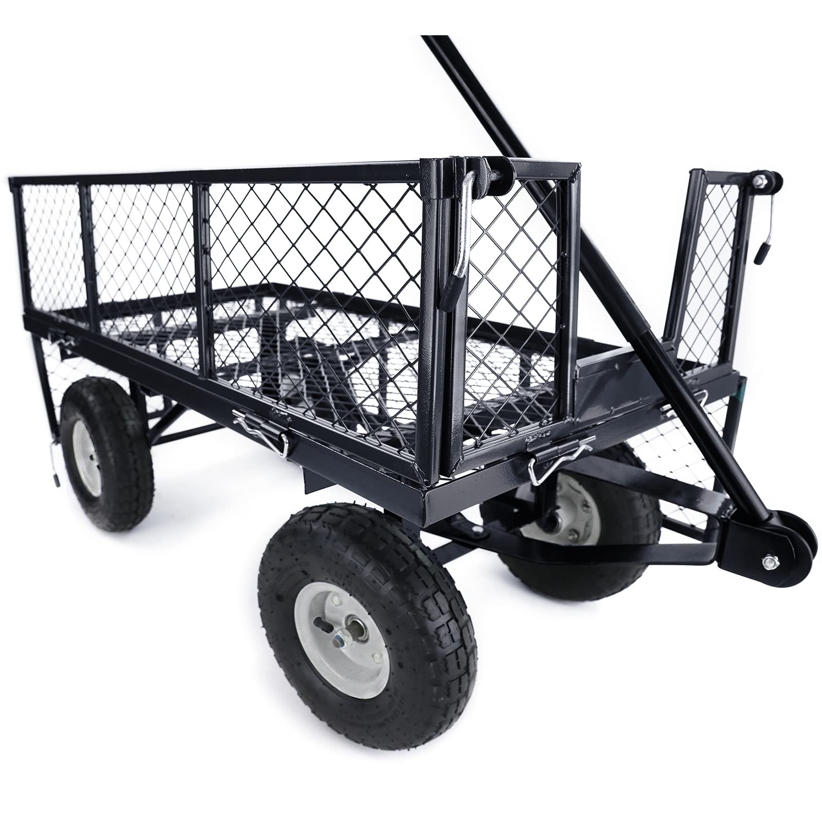 Transport Gitterwagen Handwagen Bollerwagen Seiten klappbar bis 300kg Schwarz