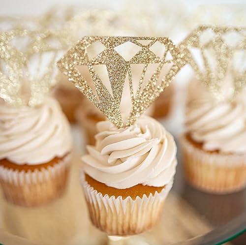 Miniatura 4 de Bridal Shower Decorations, Diamond Cupcake Donut Toppers, Wedding Decorations, Set of 12