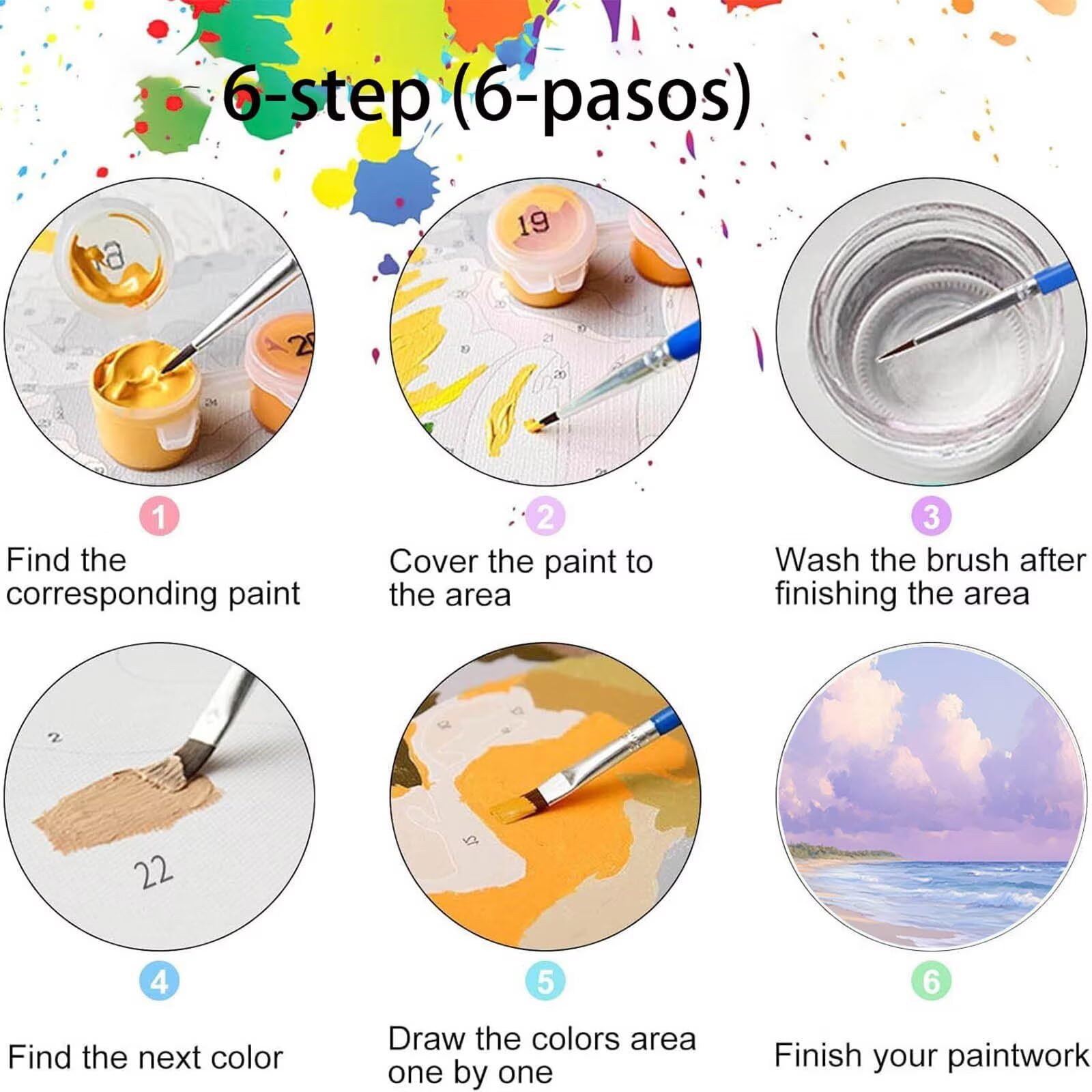 Pintar por Numeros Adultos Playa de arena, Pintar por Numeros Niños Kit Manualidades Adultos Mar Cuadros para Pintar por Numeros Pintura Acrílico, Cuadros Decoracion Salon Modernos 80X160cm 7w-8-F