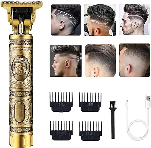 RQTYBUI Cortadora de pelo para hombres, recortadora de pelo eléctrica inalámbrica, recortadora de barba recargable, recortadora eléctrica de hoja en