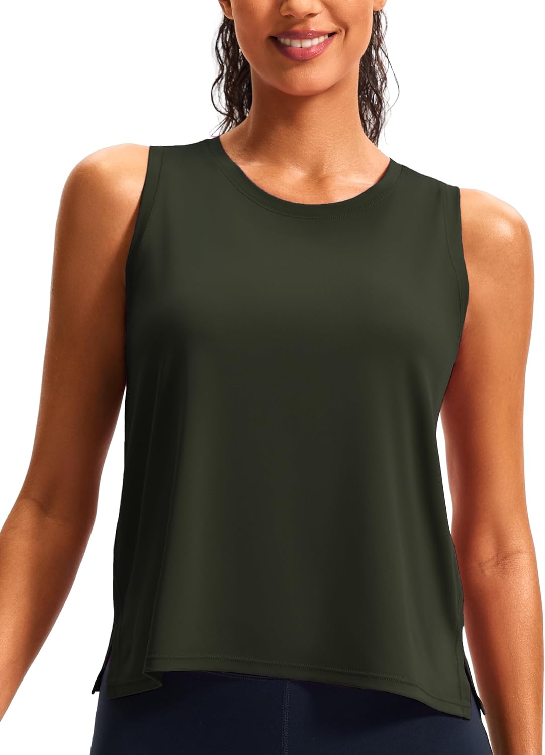 JOYSPELS Ice Silk Crop Workout Tank Tops for Women Cool-Dry Sleeveless Loose Fit Yoga Shirts