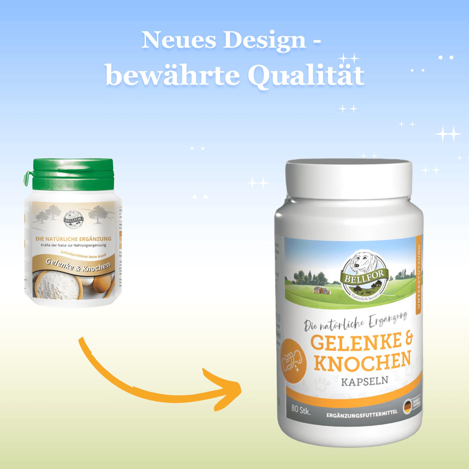 Bellfor suplemento Articular para Perros con glucosamina, condroitina, colágeno y Ovopet, complemento Natural para articulaciones y Huesos sanos, 80 cápsulas