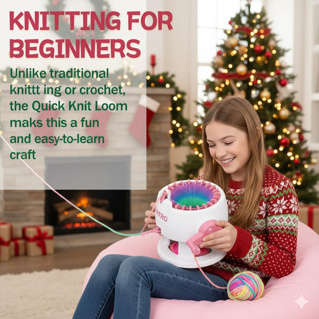 ROHSCE Sentro Knitting Machine 22 Needles with Row Counter, Smart Weaving Loom Round, Board Rotating Double, Crochet Loom Knitting Machine for Adults and Kids, Kit for Hat, Scarves, Gloves, Socks.