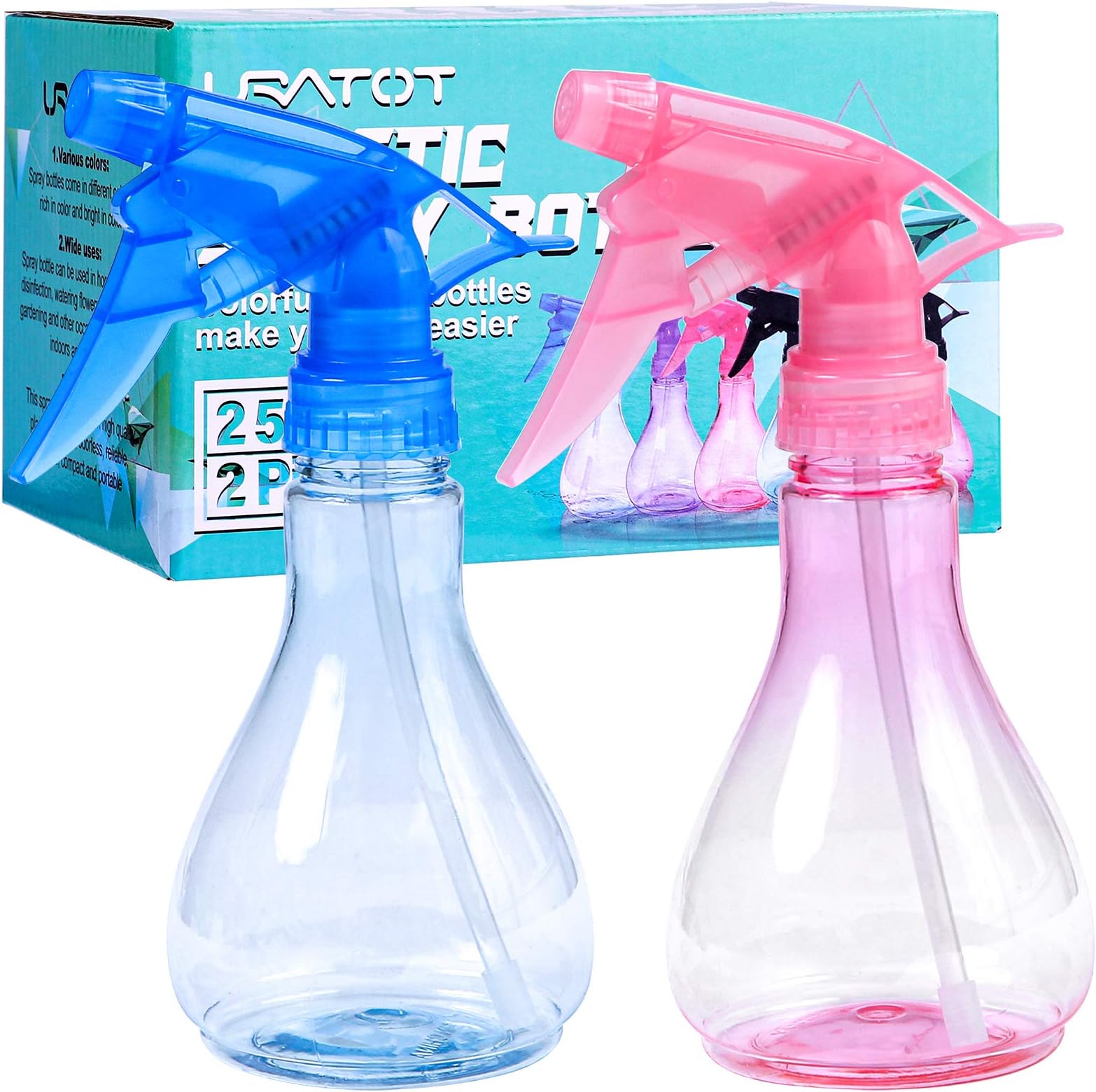 URATOT 2 Pieces Plastic Spray Bottles Trigger Sprayer Empty Bottles for Gardening, Cleaning, 250ml