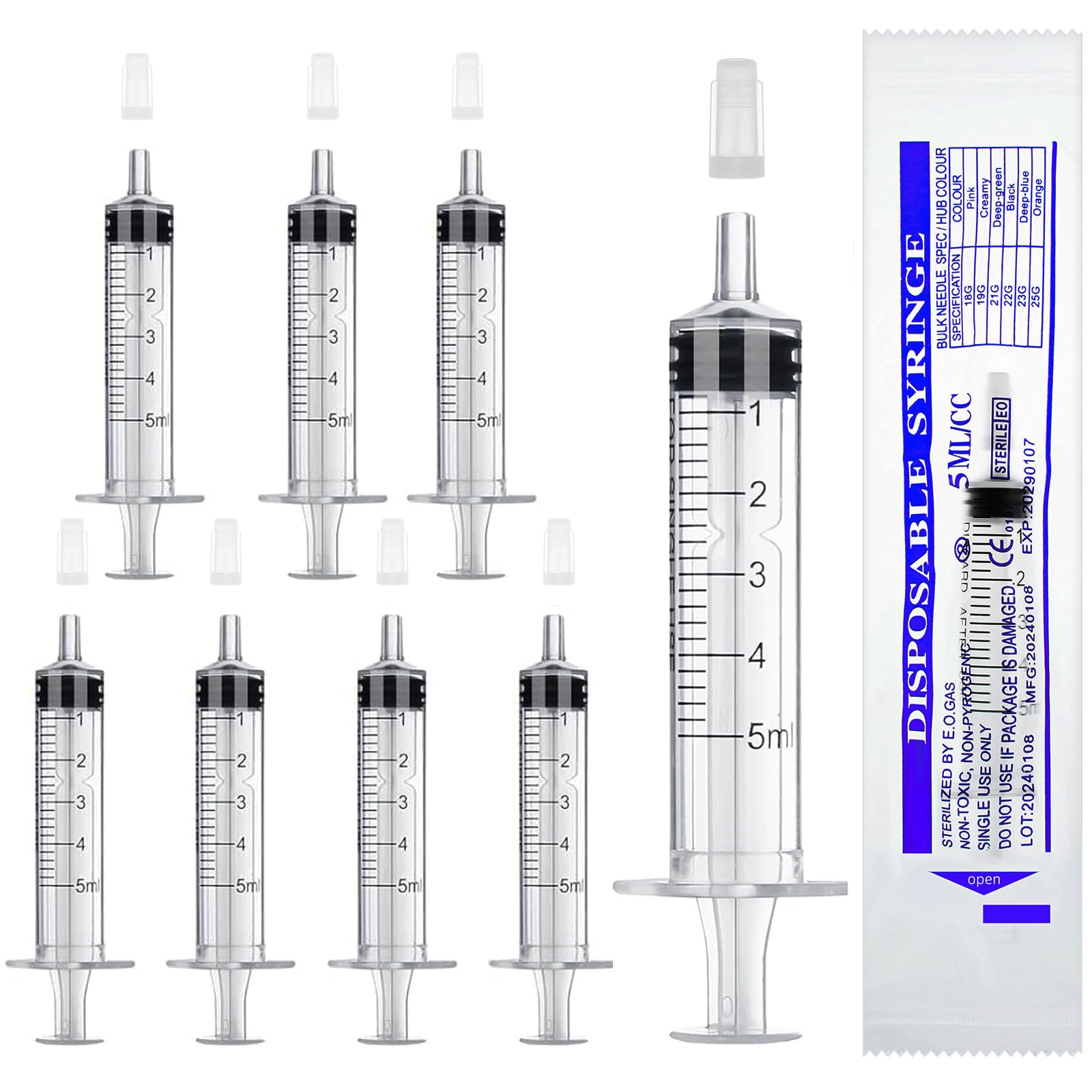 Siringa di Plastica Set Siringa 150ml 20ml 5ml 1ml Senza Ago 26 Pcs con 1m Tubo per Oliare o Incollare Laboratorio Alimentazione per Animali Domestici Industria Giardinaggio