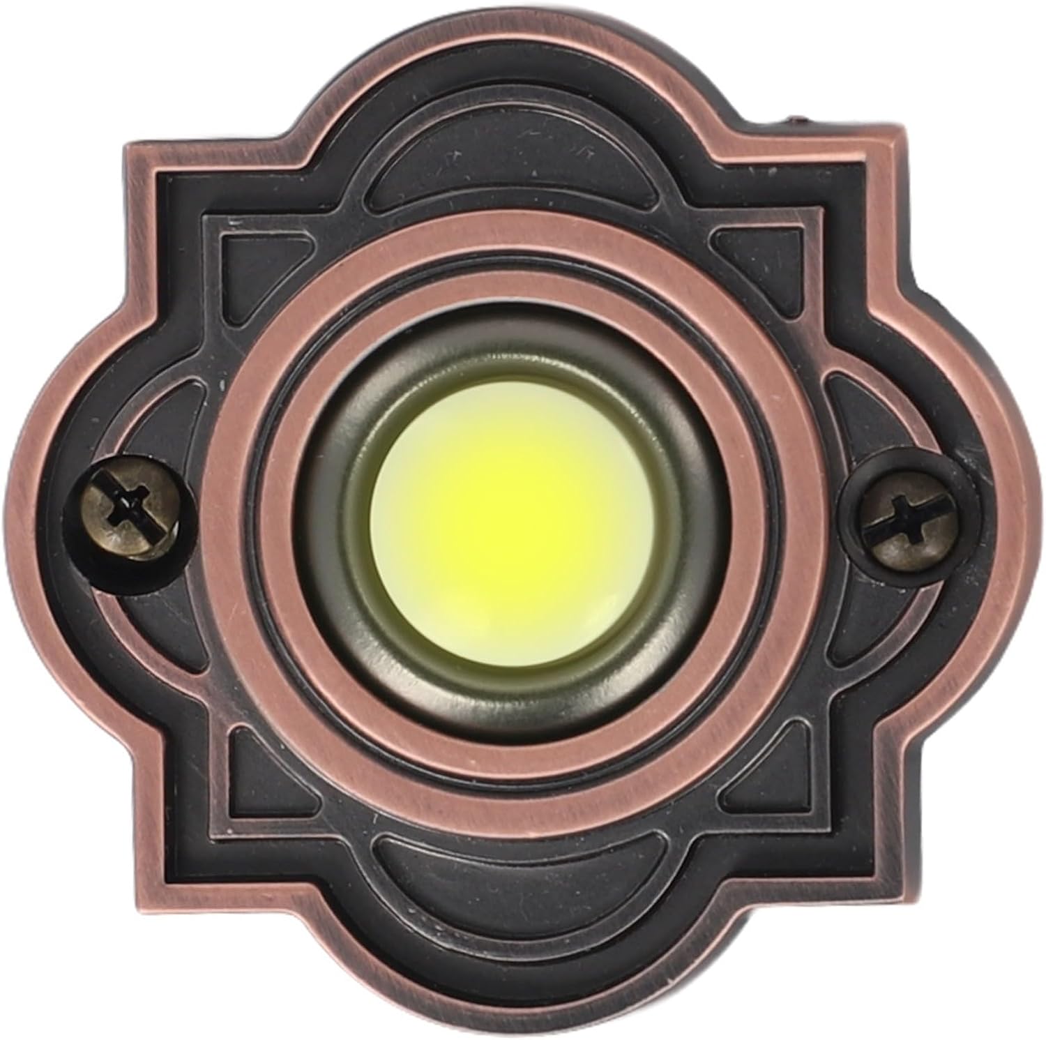 Bronze Doorbell Push Button with LED Light, Wired Replacement Home Entryway, Weather Resistant Iron Button, DC12-24V, Includes Screws