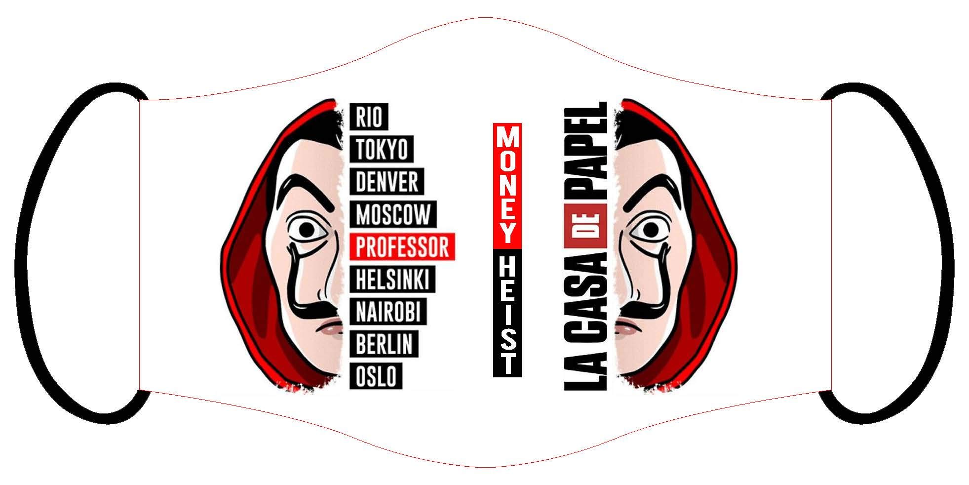 VistaCasa de Papel Mask for Adults - Cotton Reusable Washable Mask Size 20x13 cms