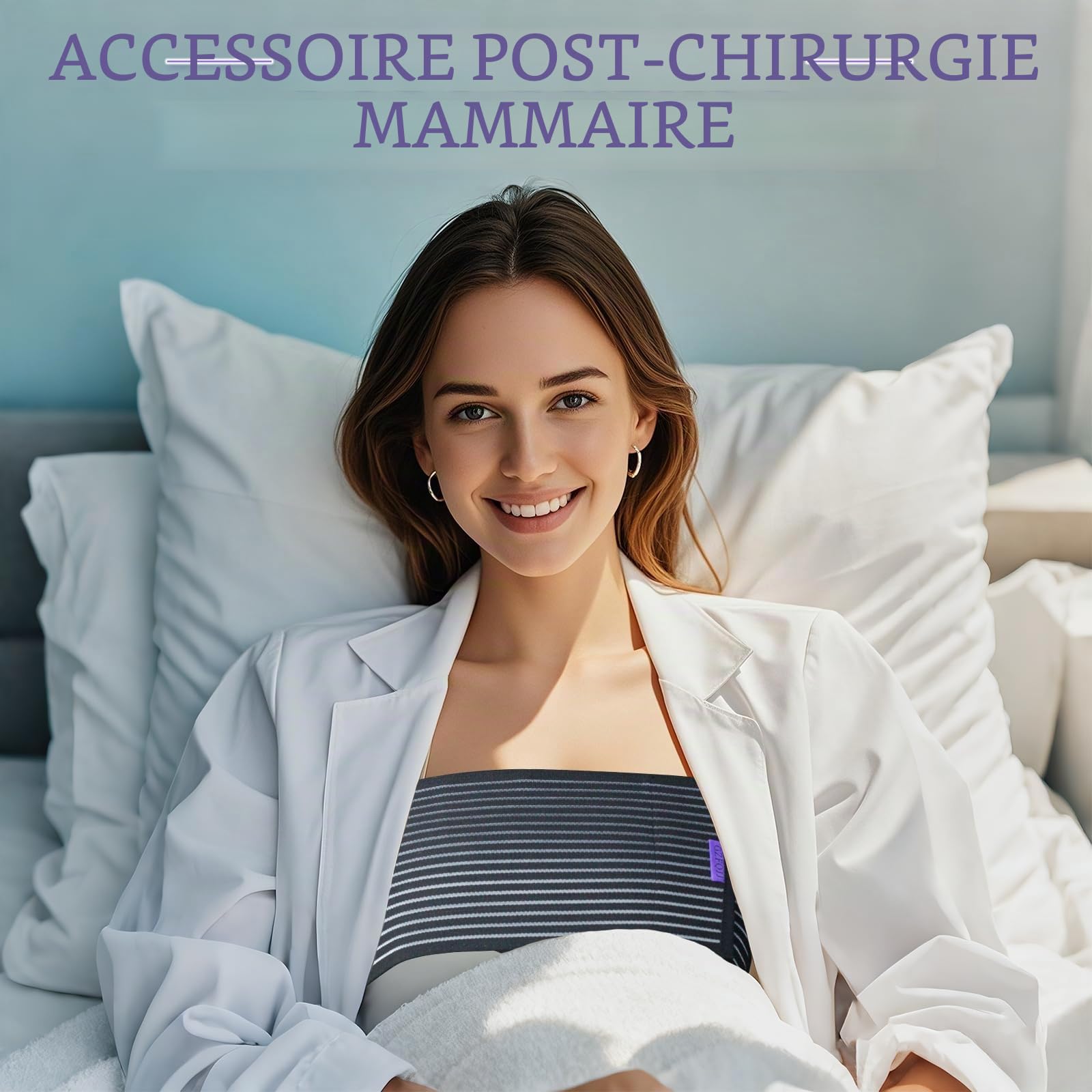 Bande de compression et stabilisateur post-chirurgie pour implant mammaire, sangle d'augmentation et de réduction mammaire, ceinture de poitrine, bandage de soutien de soutien-gorge de sport (noir)