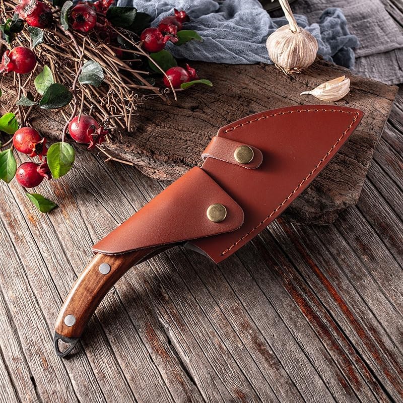 Meat Cleaver Knife, Sharp handmade ring meat cleaver kitchen cleaver slicing knife outdoor portable knife