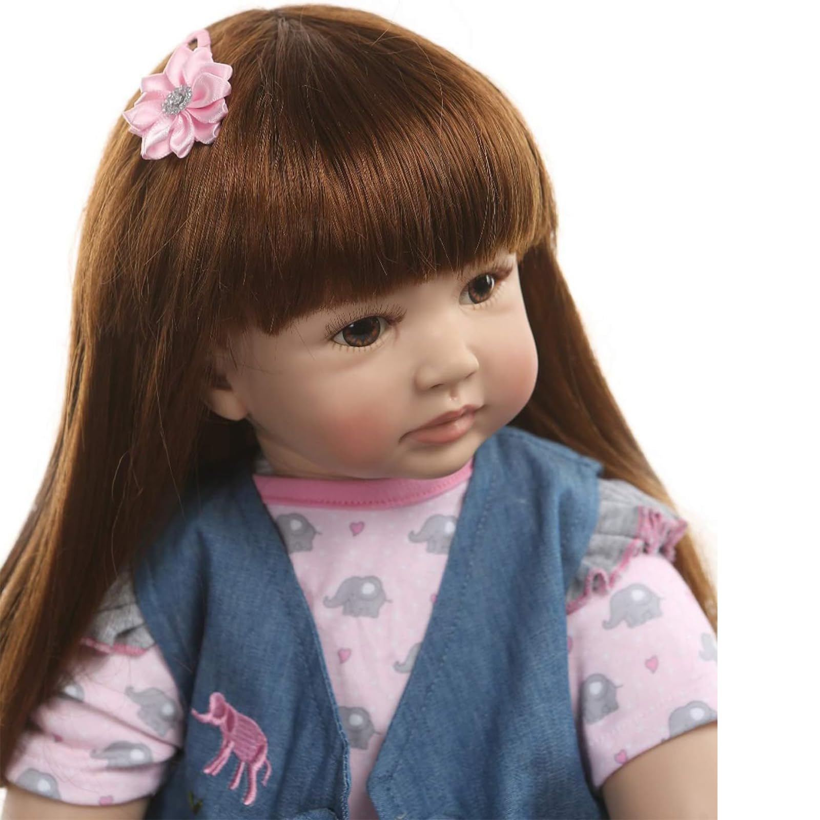RUNGQIANY Realistic Baby Doll with Plush Elephant Toy, 50 cm, Pink, 60 cm - Image 3