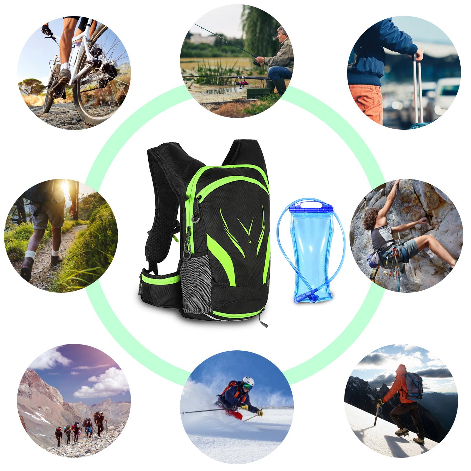 Zaino Idratante 2L Ultraleggero - Zaino Da Corsa Impermeabile Con Vescica Per Ciclismo E Escursionismo - Foto 9