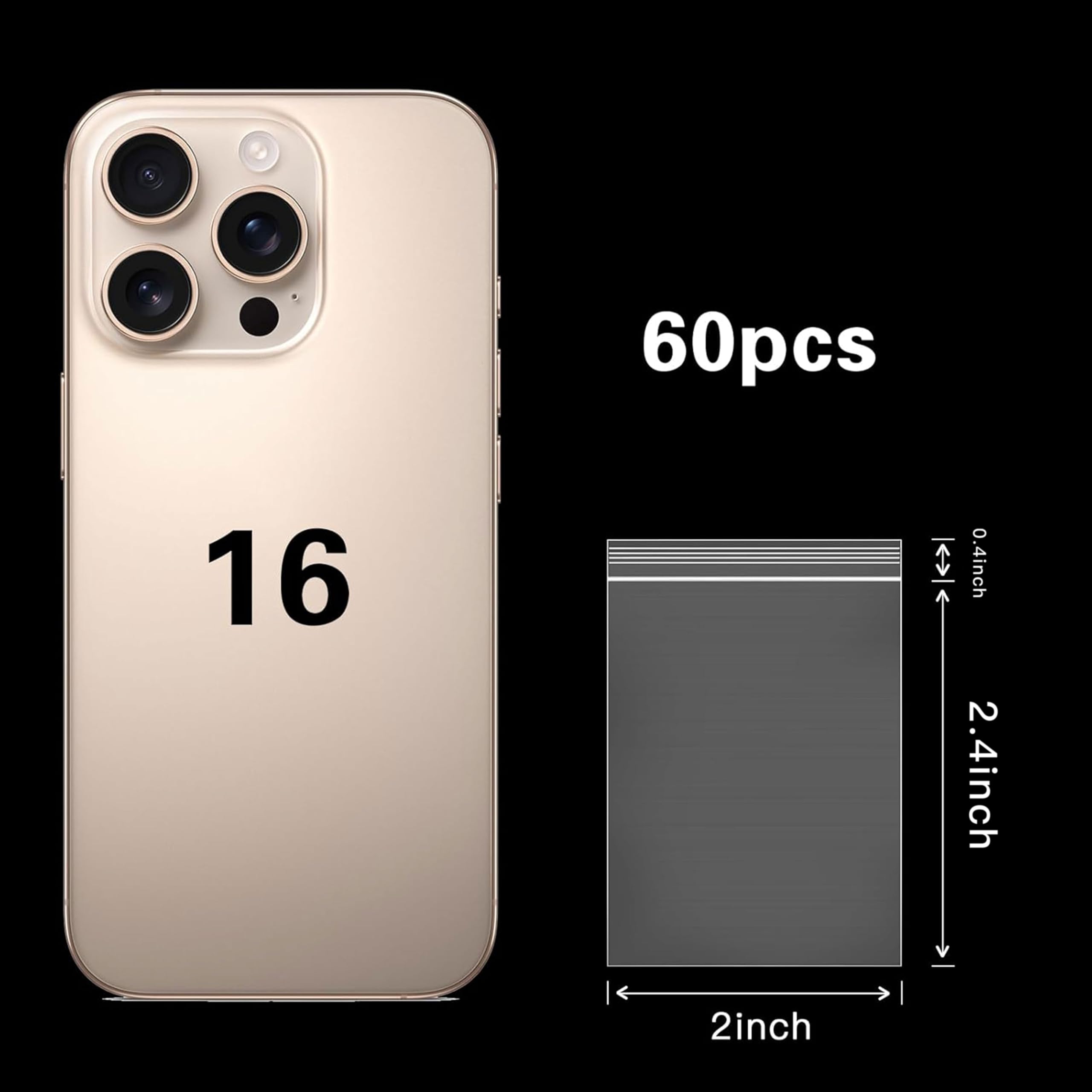 MysticHome Small Clear Plastic Ziplock Bags -2''X3'' 60 Pcs Jewelry Bags for Small Business - Reusable, Resealable, Perfect for Packaging and Storage(clear)