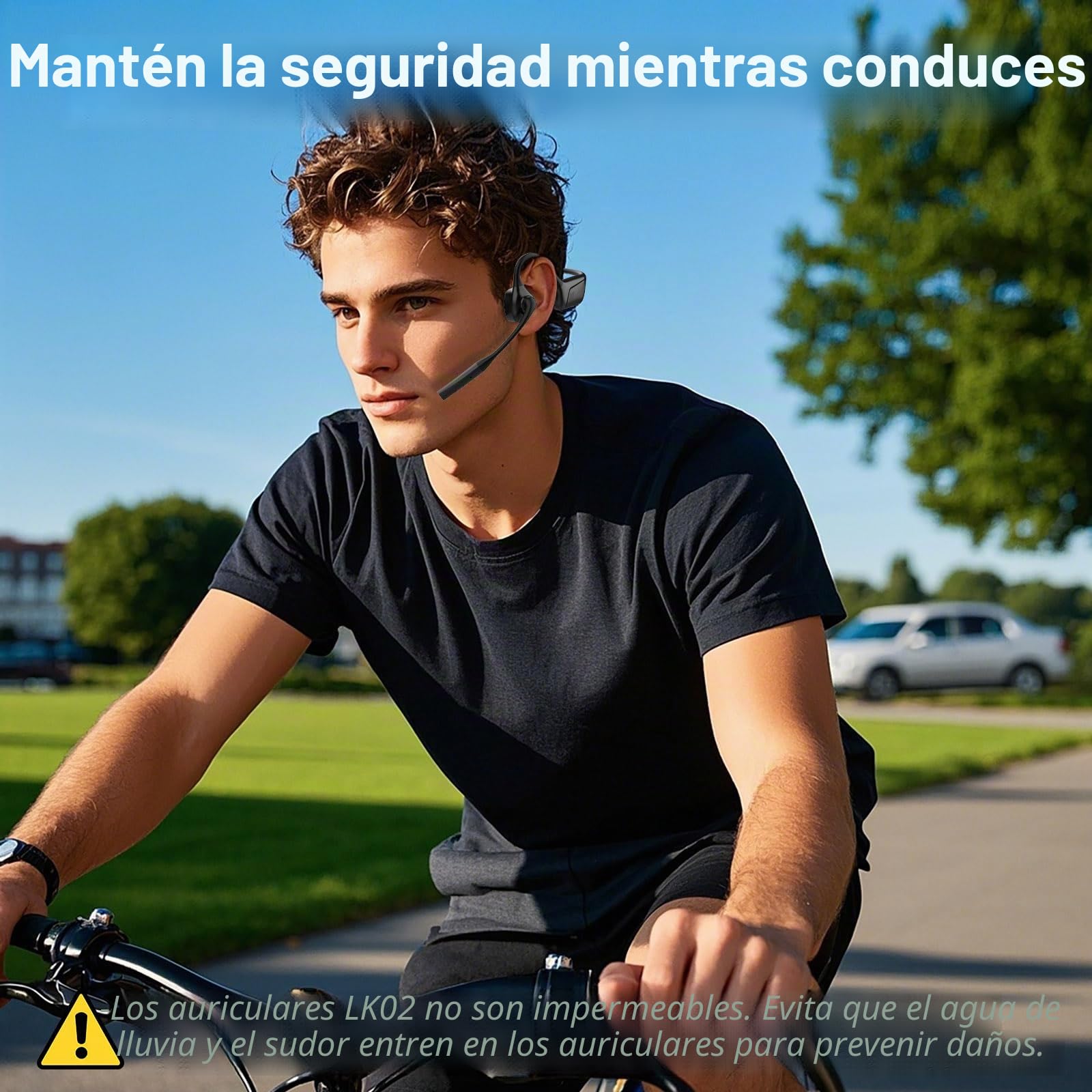 LK02 - Auriculares Bluetooth de oreja abierta con micrófono, cancelación de ruido inalámbricos con botón de silencio, compatibles con aptX/aptX-LL/aptX-HD, diseñados para reuniones, oficina en casa
