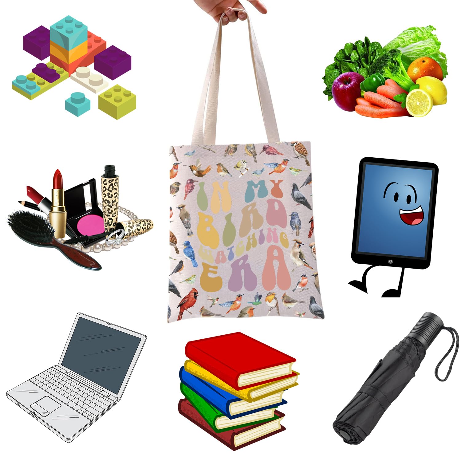 WCGXKO Bolsa de compras para amantes de las aves, regalo para observadores de pájaros, regalo para mujer loca en mi época de observación de pájaros