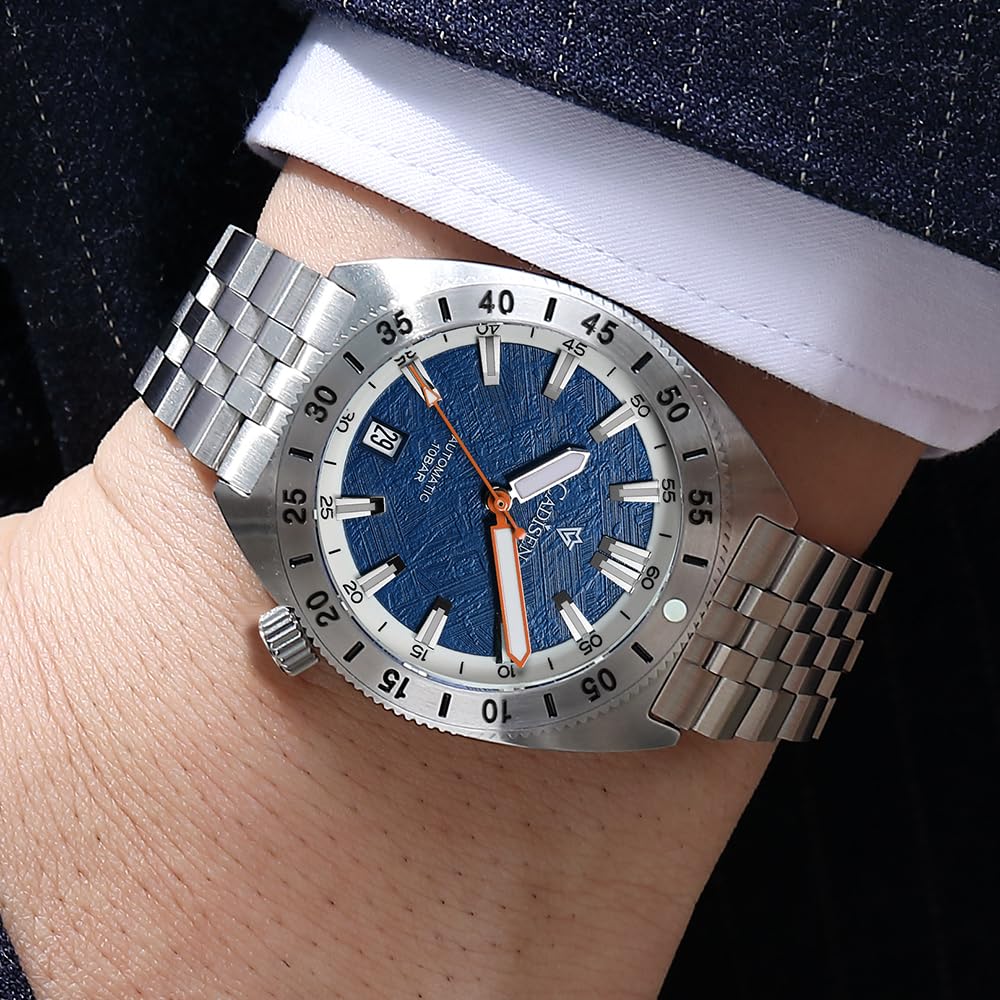 CADISEN Automatik Uhr Herren Mechanische Automatikuhr Saphirglas Klingeln Wasserdicht Homage Edelstahl Armband