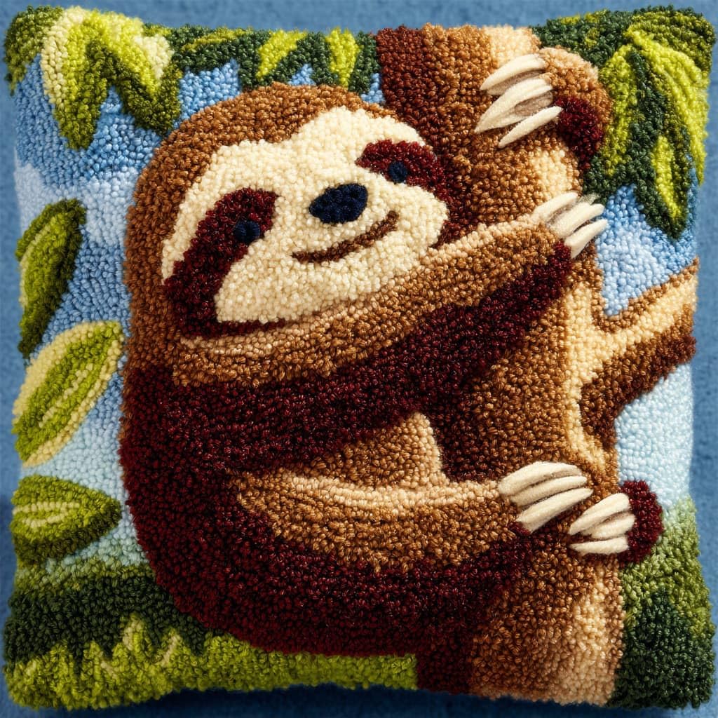 WallustrioaW Latch Hook Kits DIY Throw Pillow Cover,Animal Sloth
