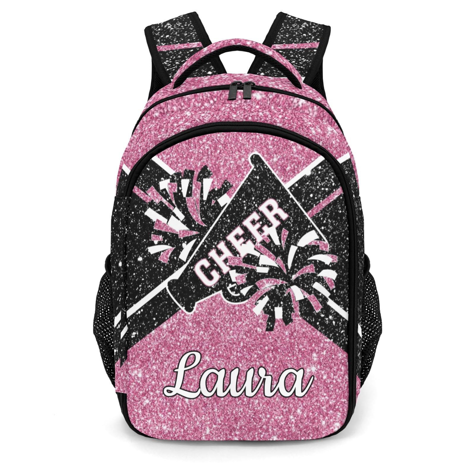Ronxzas Cheer Cheerleader Backpack Cheerleading Bags Custom Name Book Bag for Cheer Team Coaches Gift (Pink)