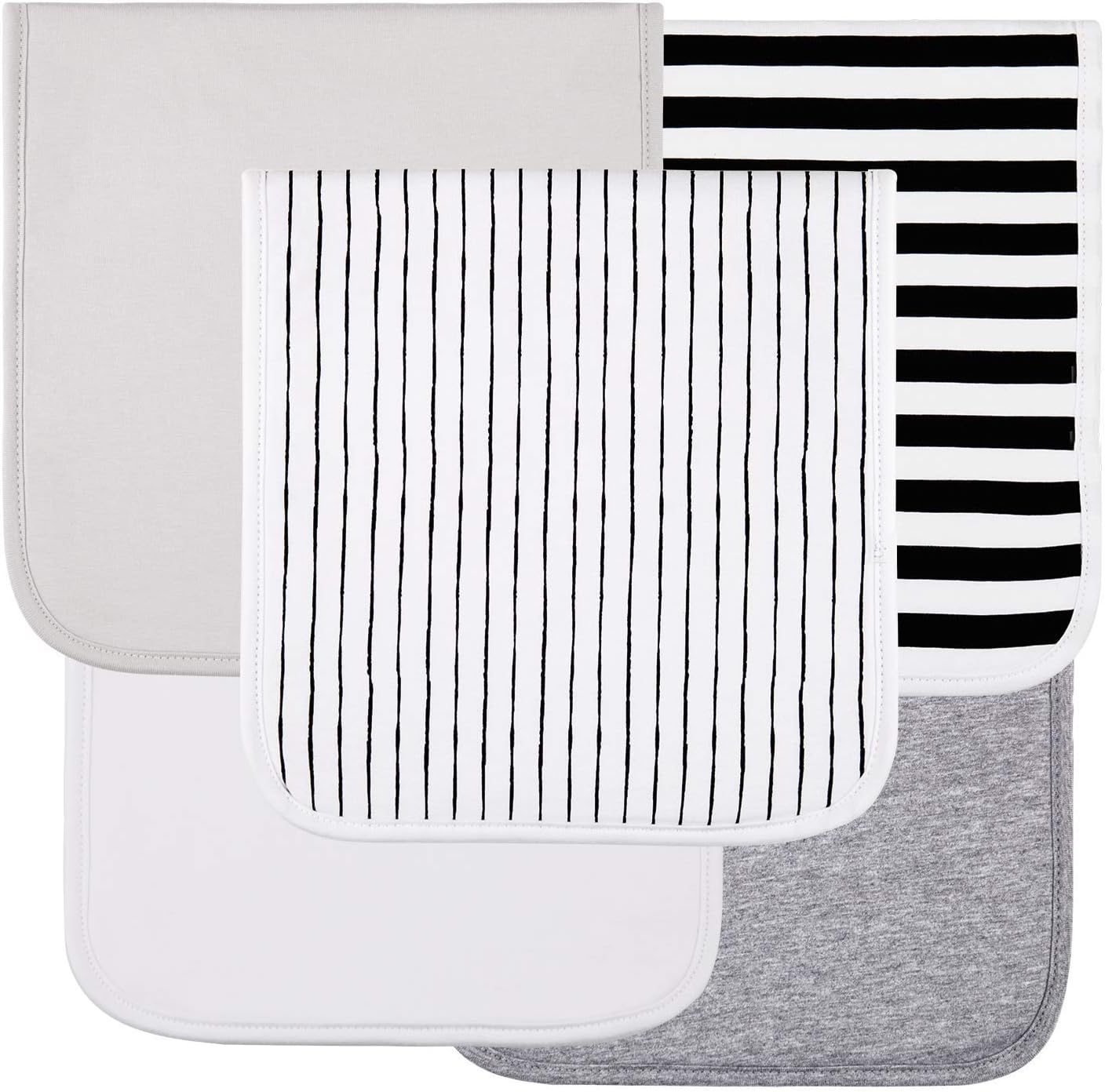 Baby Burp Clothes Set Bibs, 5 Pack Multi-Use Burp Cloths Boys Girls Cotton Burp Cloths Unisex Burping Cloths for Babies…