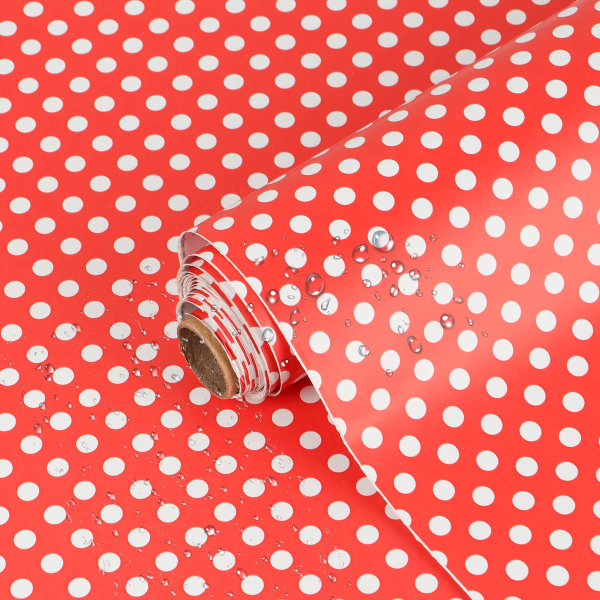 Red and White Polka Dot Contact Paper 17.7" x 117" Peel and Stick Polka Dot Wallpaper for Cabinets Dresser Drawer Table Cupboard Walls Furniture Countertop