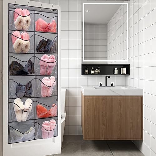 Miniatura 5 de Organizador de zapatos con bolsillos extra grandes, organizador colgante para dormitorio, almacenamiento de zapatos, baño, zapatero con 12 bolsillos