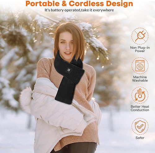 Miniatura 3 de Almohadilla térmica de cuello inalámbrica con cargador de batería de 5000 mAh, calentador de cuello para alivio del dolor y rigidez, envoltura