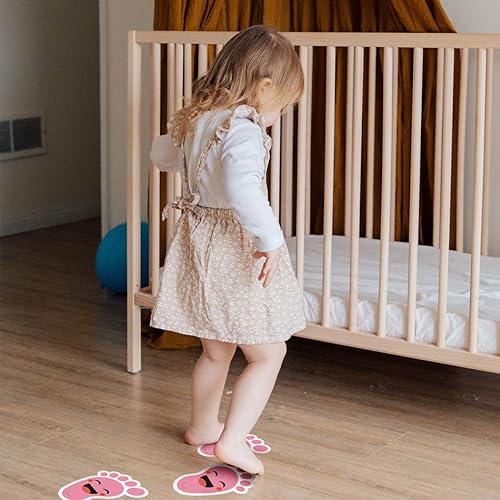 Vista 24 de Beautyflier Calcomanías amarillas de dibujos animados para niños (20 pares), material de PVC impermeable, autoadhesivo, guías de distancia social