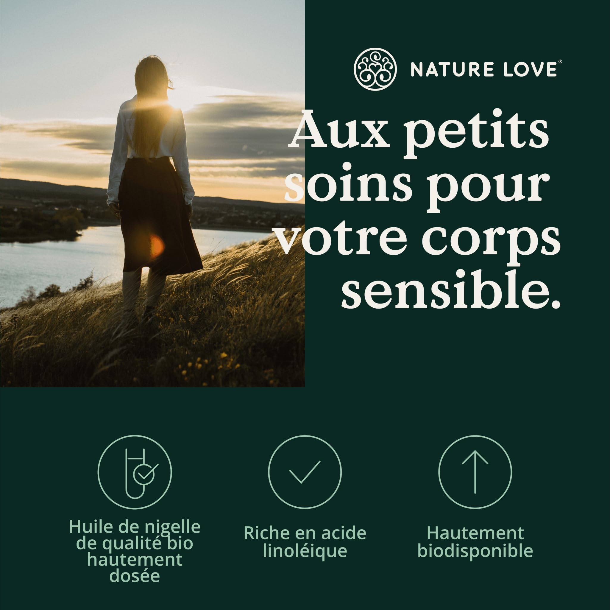 NATURE LOVE® Huile de Nigelle Bio - 240 gélules véganes - hautement dosé : 1000mg d’huile de nigelle égyptienne par dose journalière - dont 50% d’acide linoléique - contrôlée en laboratoire