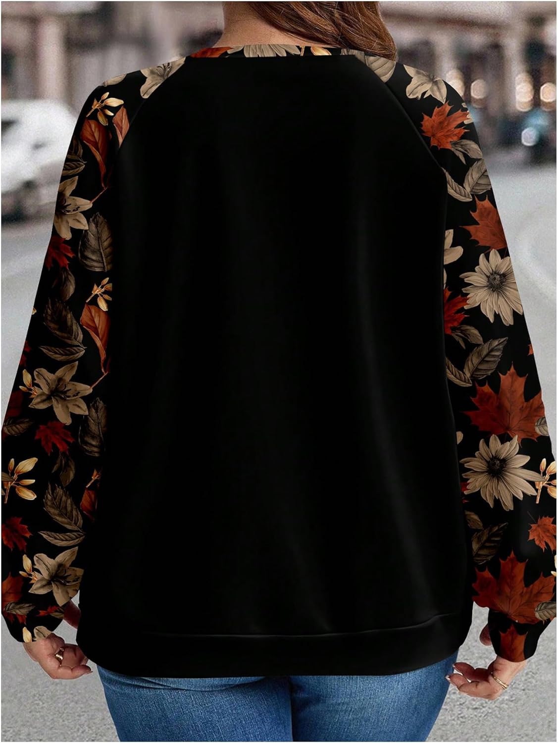 SOLY HUX Women's Plus Size Sweatshirt Floral Print Long Sleeve Crew Neck Pullover Tops Fall Clothes - Image 2