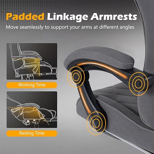 Miniatura 6 de Giantex Silla para juegos, Silla de computadora de altura ajustable con reposacabezas, soporte lumbar, reposabrazos de acoplamiento, respaldo