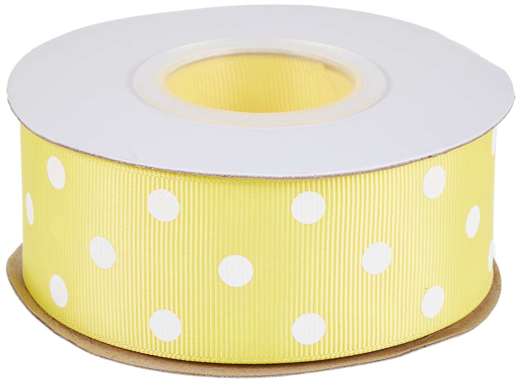 Morex Grosgrain Dot Ribbon, 1-1/2-Inch By 20-Yard Spool, Lemon With White Dots (3908.38/20-640)