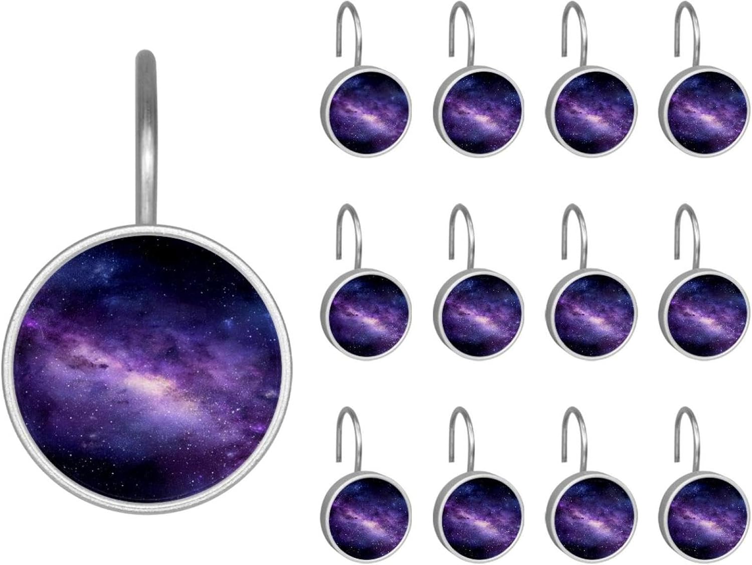 12PCS Rainbow Color Spiral Wave and Stars (3) Shower Curtain Hooks Rings for Bathroom, Decorative Shower Curtain Hooks Rods Curtains and Liner