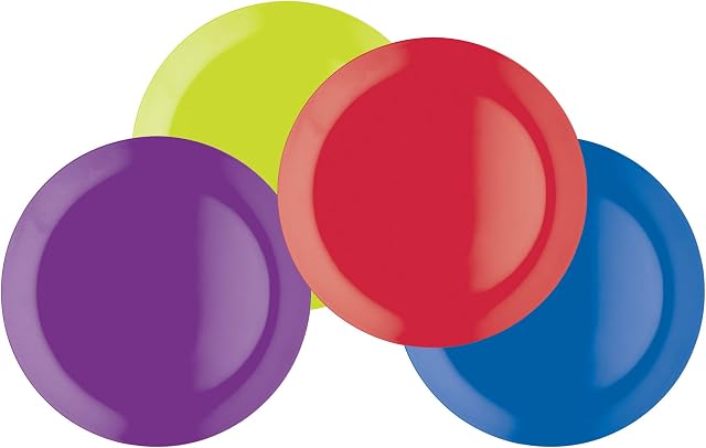 Colourworks Melamine Snack Plates, 23 cm, Multi-Colour, Set of Four