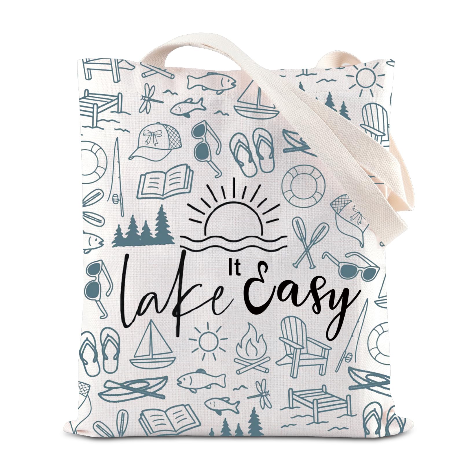 Lake Vacation Tote Bag Lake Life Gift Beach Camping Trip Gift Lake House Gift Lake It Easy Canvas Bag Summer Weekend Gift (Lake It Easy Tote)