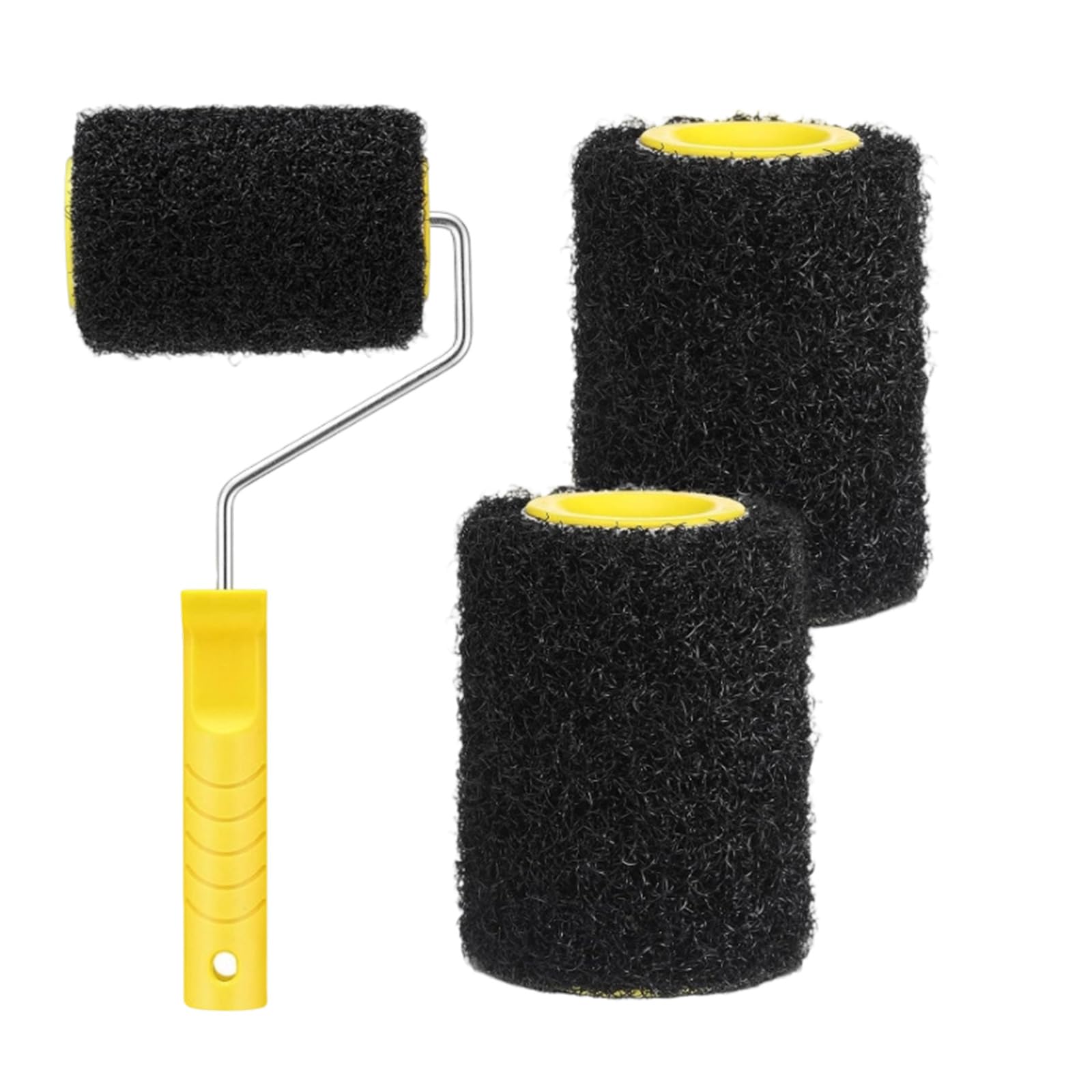 Duty Paint Roller Set Includes 4 Inch Rollers and Ergonomic Handle for Interior Wall Painting Textured Paint Roller