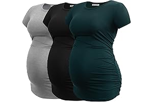 Cozy and Stylish: Women's Maternity Side Ruched Short Sleeve Shirts