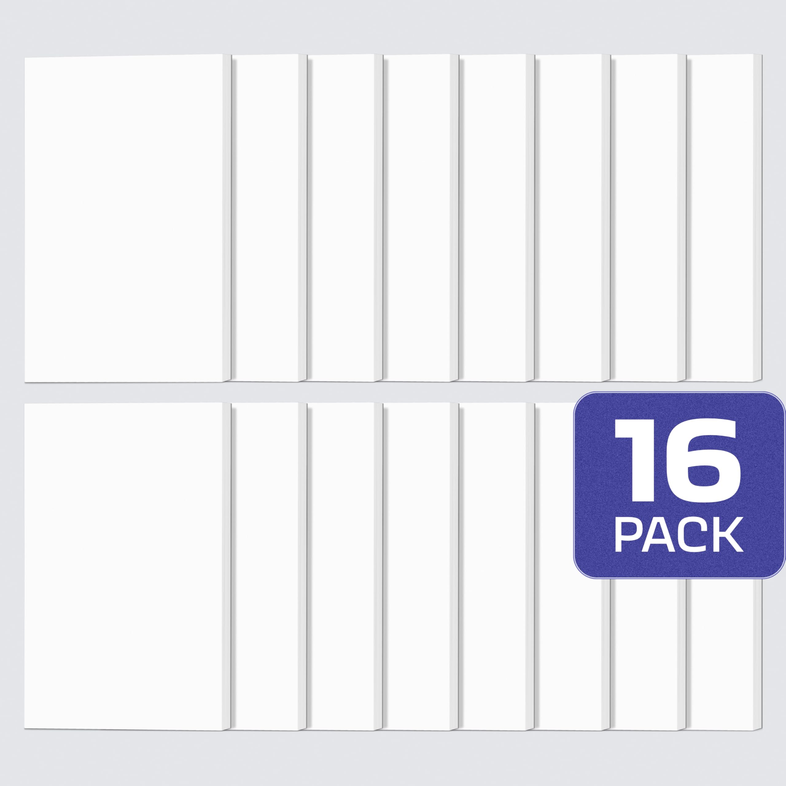 Fantastino Notitieblok, A7, blanco, voordeelverpakking van 16 stuks, 800 vellen, 90 g/m², premium papier, wit, inktbestendig en doordrukbestendig, kleine schrijfblokken afscheurbaar voor kantoor