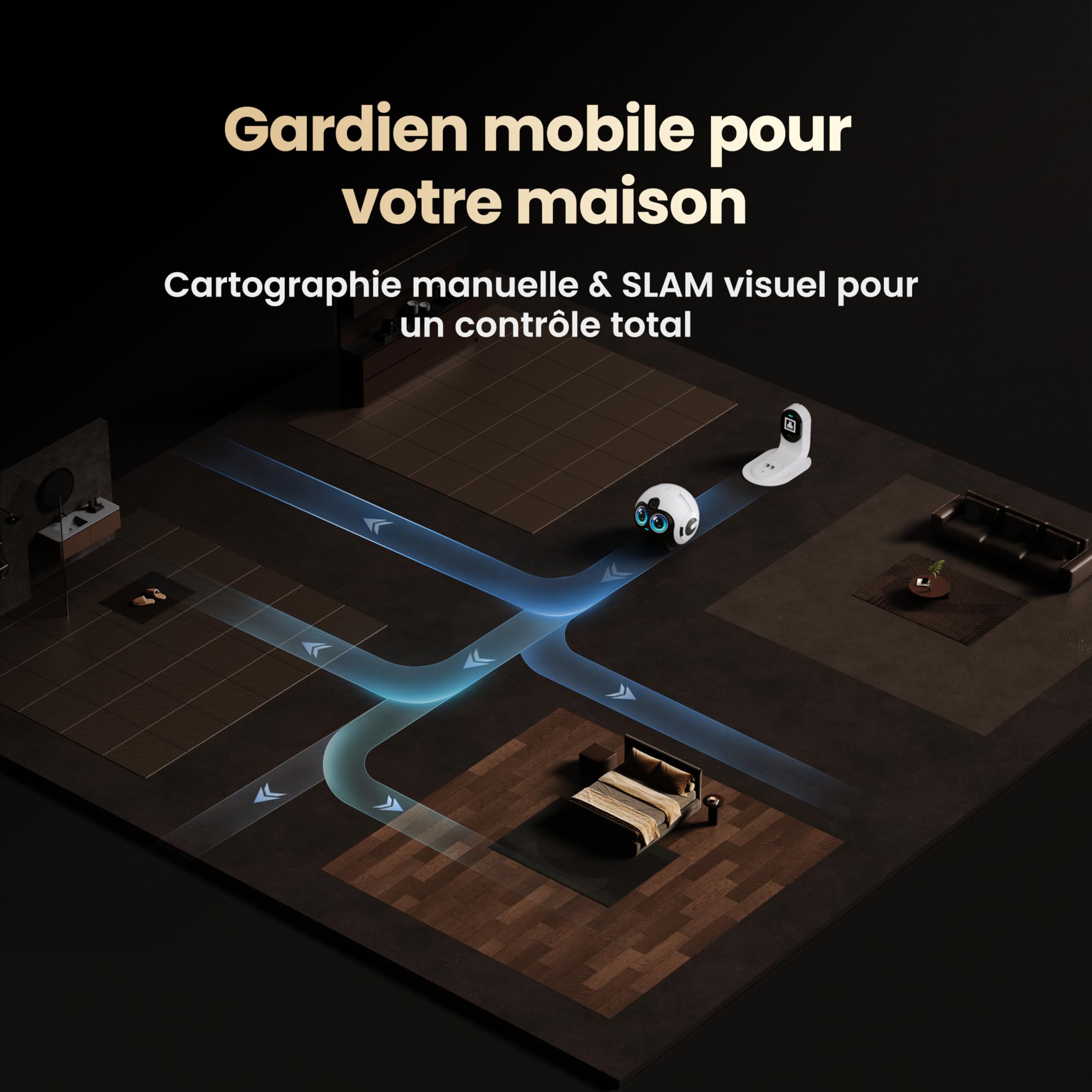 Enabot EBO Max FamilyBot – Robot Caméra 4K, IA Multimodale, Interaction Personnalisée, Vidéo Bidirectionnelle avec Engagement Familial – pour la Famille et Les Animaux | Robot domestique IA avec caméra 4K, mouvement intelligent et commande vocale pour la