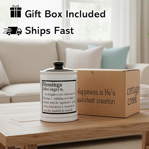 Miniatura 2 de Cottage Creek Tarro de bendiciones, caja de oración de recuerdo de bendiciones, regalos cristianos para mujeres, tarro de gratitud