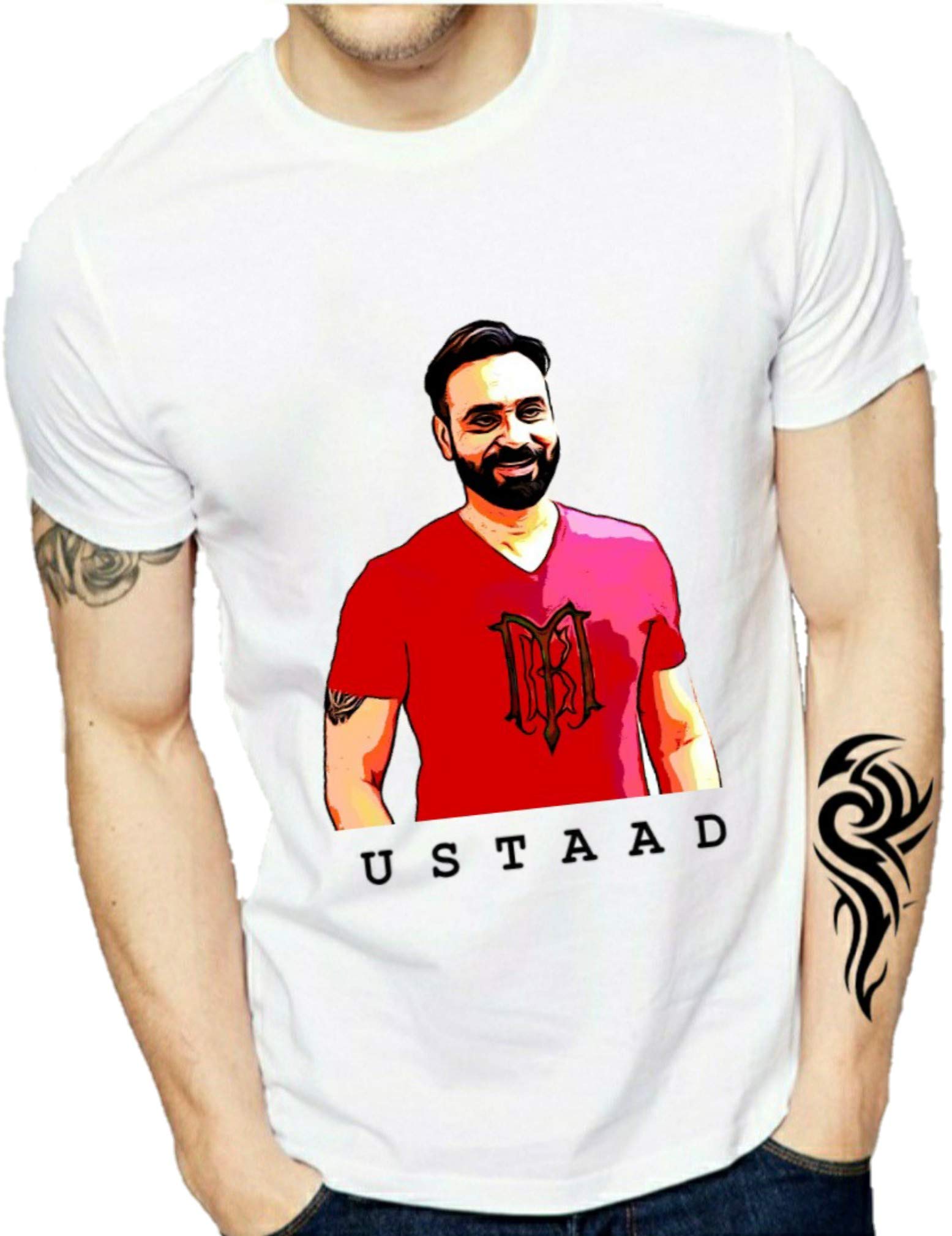 JMP babbu maan ustaad Music Lover The Punjabi Superstar khant wala maan The Legend fan's Gift Item White Round Neck t Shirt