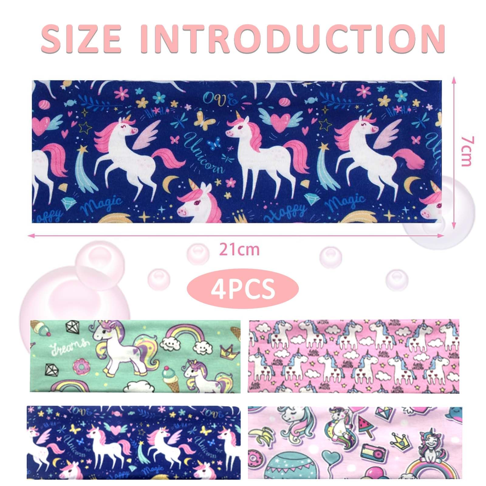 Soundzero Pack of 4 Children's Hair Bands, Elastic, Girls' Unicorn Headband, Hair Bands, Women's Soft - Image 2