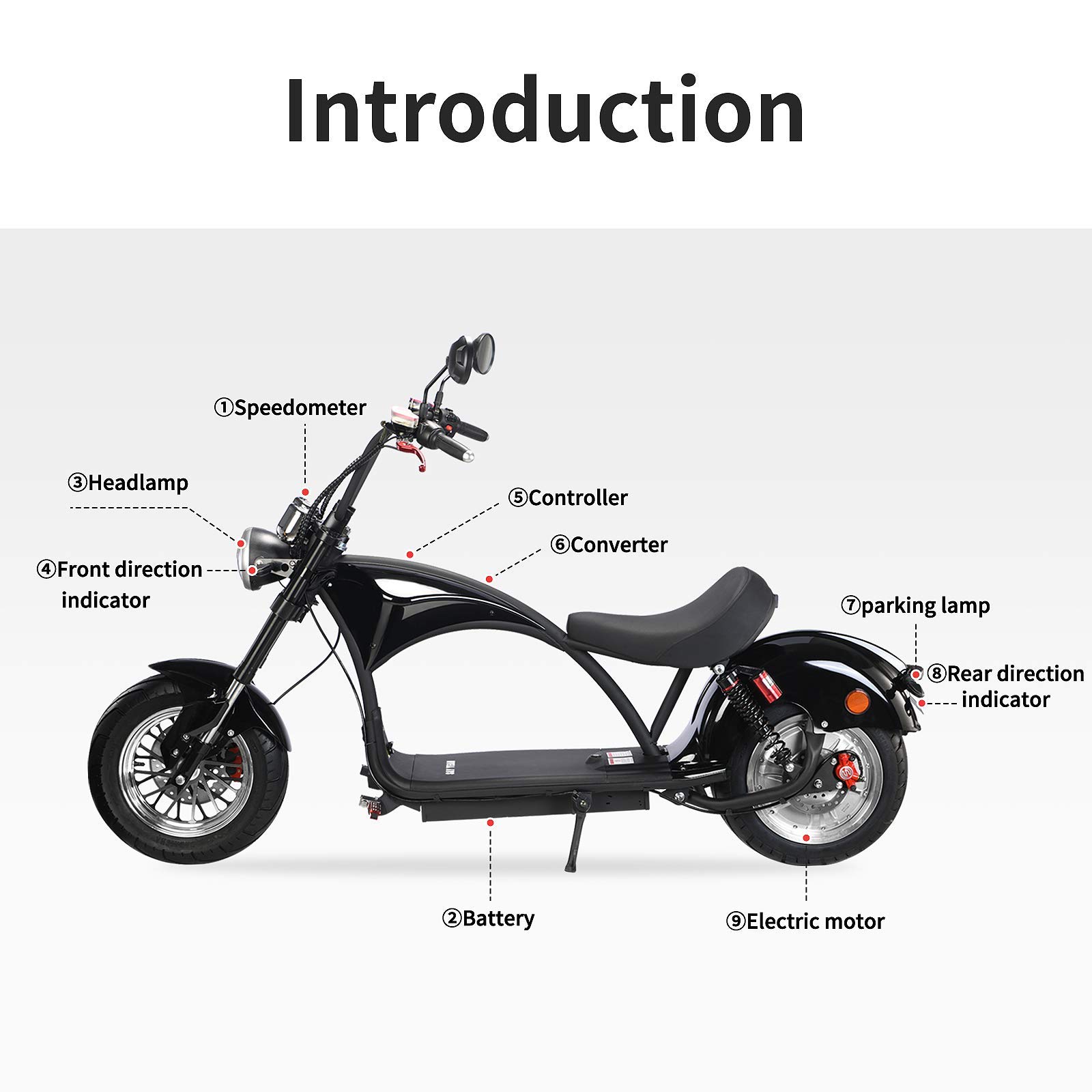 TOXOZERS 2500W Fat Tire Electric Scooter for Adults 4 Speeds Lithium E